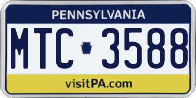 PA license plate MTC3588