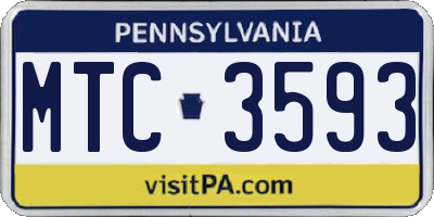 PA license plate MTC3593