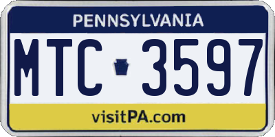 PA license plate MTC3597
