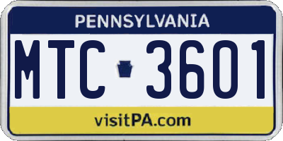 PA license plate MTC3601