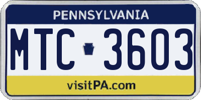 PA license plate MTC3603