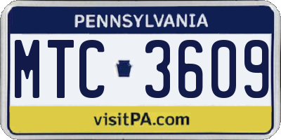 PA license plate MTC3609