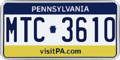 PA license plate MTC3610