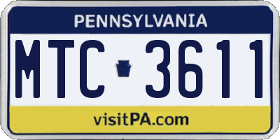 PA license plate MTC3611