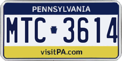 PA license plate MTC3614