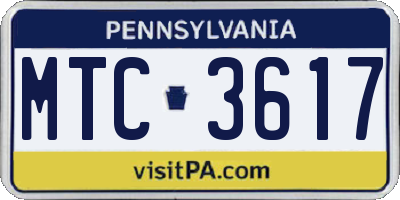 PA license plate MTC3617