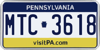 PA license plate MTC3618