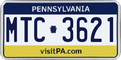 PA license plate MTC3621