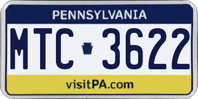 PA license plate MTC3622