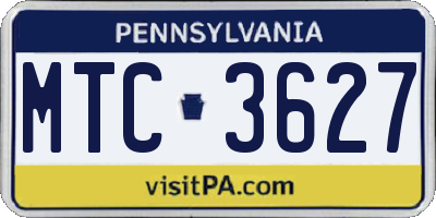 PA license plate MTC3627