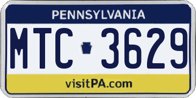 PA license plate MTC3629