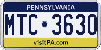 PA license plate MTC3630