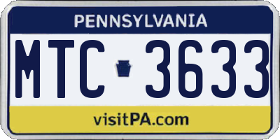 PA license plate MTC3633