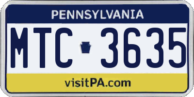 PA license plate MTC3635