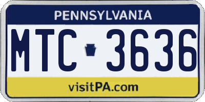 PA license plate MTC3636