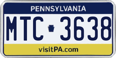 PA license plate MTC3638
