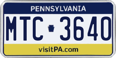 PA license plate MTC3640