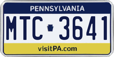PA license plate MTC3641