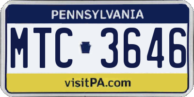 PA license plate MTC3646