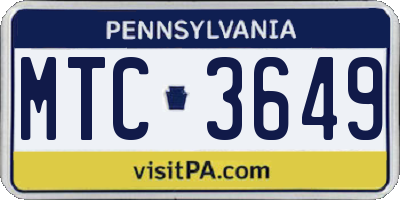 PA license plate MTC3649