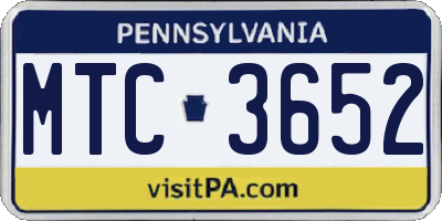PA license plate MTC3652