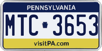 PA license plate MTC3653