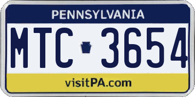 PA license plate MTC3654