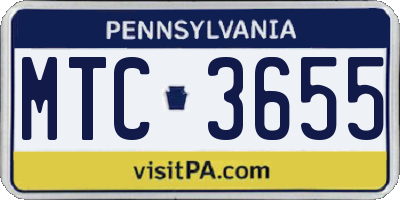 PA license plate MTC3655