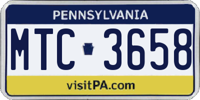 PA license plate MTC3658