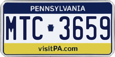 PA license plate MTC3659