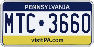 PA license plate MTC3660