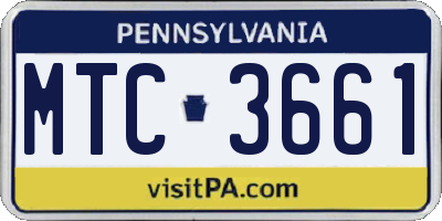 PA license plate MTC3661
