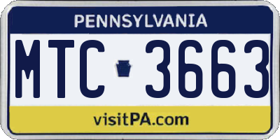 PA license plate MTC3663