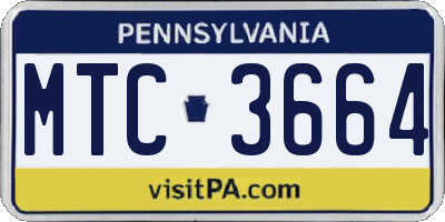 PA license plate MTC3664