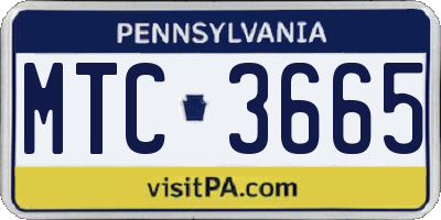 PA license plate MTC3665