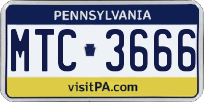 PA license plate MTC3666