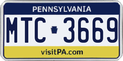 PA license plate MTC3669
