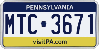 PA license plate MTC3671