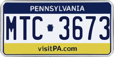 PA license plate MTC3673