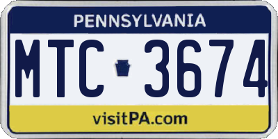 PA license plate MTC3674