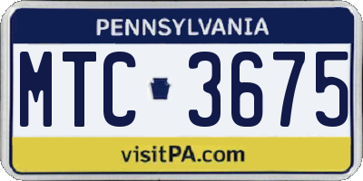 PA license plate MTC3675