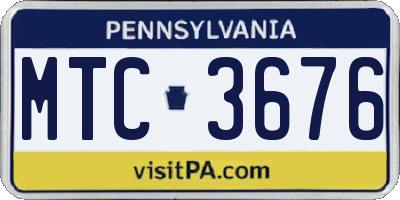 PA license plate MTC3676