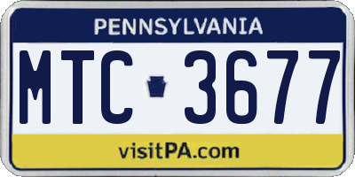 PA license plate MTC3677
