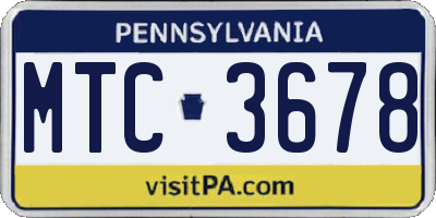 PA license plate MTC3678