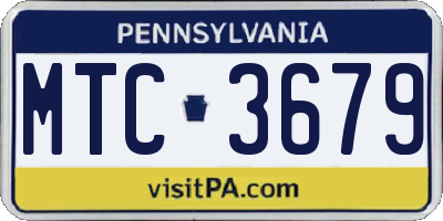 PA license plate MTC3679