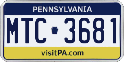 PA license plate MTC3681