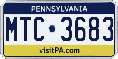 PA license plate MTC3683