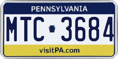 PA license plate MTC3684