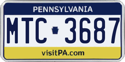 PA license plate MTC3687