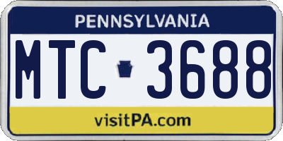 PA license plate MTC3688